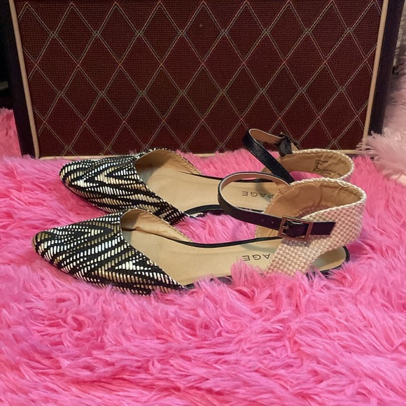 Rampage Corrinna woven flat ankle closure black and neutrals pointed toe shoes 7 - Picture 3 of 10